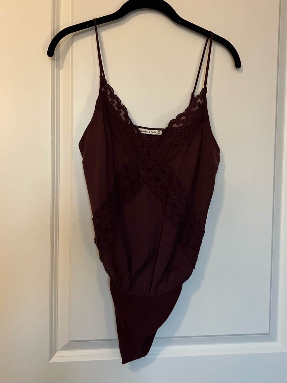 Abercrombie & Fitch Burgundy Lace Trim Bodysuit
